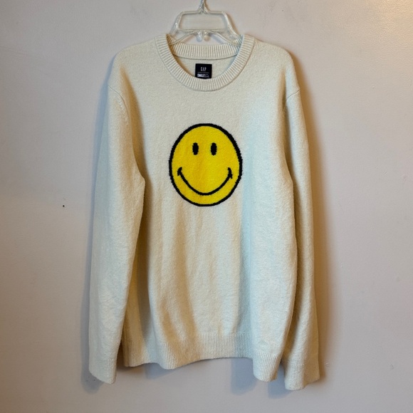 Gap Smiley Recycled Sweater Wool Blend Unisex  Size Medium - Picture 2 of 9